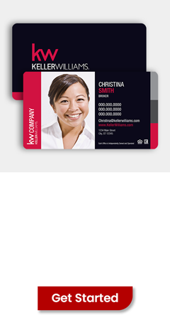 customizable Keller Williams business cards with rounded corners with approved templates