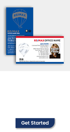 order customized REMAX Foil Business Cards with logo and photo, choice of horizontal or vertical