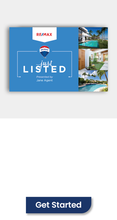 Customizable REMAX approved Just Listed Just Sold Postcards with easy to use templates